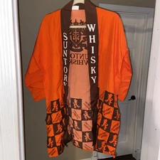 Vtg  SUNTORY  Japan Whisky Robe Kimono Lounge Coat 100% Rayon Rare READ