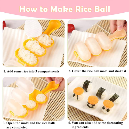 7 Pcs Onigiri Rice Ball Mold Maker Kit, Musubi Press, Classic Triangle Shake ... - Picture 3 of 7