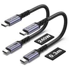 USB 4 Cable 1FT 40Gbps, 2 Packs, USB C to USB C 240W, 8K Video Monitor