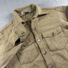 VINTAGE Woolrich Shirt Mens Medium Brown Heavyweight Wool Flannel Button Up