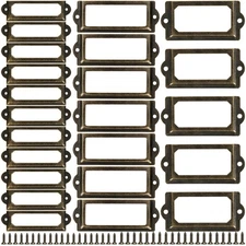 Office Library File Drawer Cabinet Card Tag Label Holder Metal Frame 3 Sizes