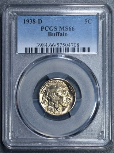 1938-D 5C BUFFALO NICKEL KM# 134 PCGS MS 66 A6867