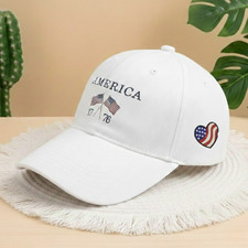 1776 Embroidery Hat Crossed Flags Heart Patch Cotton Adjustable Baseball Cap