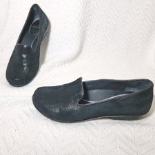 Dansko Olivia Herringbone Pattern Black Leather Loafers Slip On Comfort 38 7.5-8