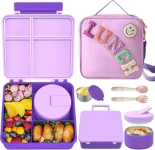 Kids Bento Lunch Box with 8oz Soup Thermo, Kids Leakproof Lunch Food Containe...
