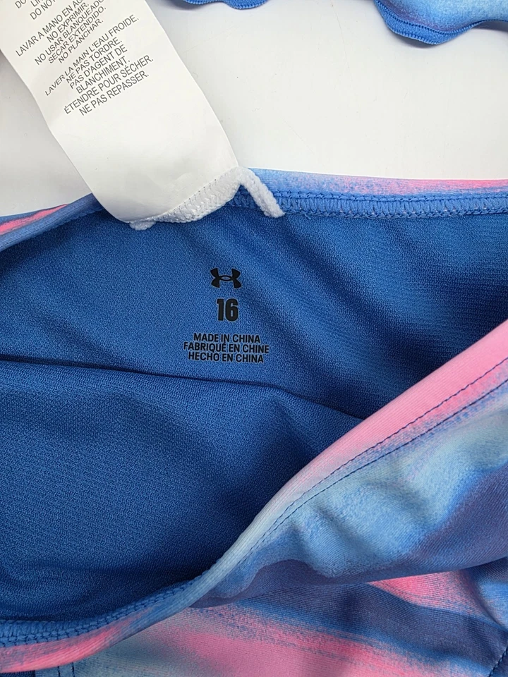 Conjunto de 2 peças de biquíni azul viral Under Armour feminino novo com etiquetas tamanho 16 UPF 50 - Imagem 4 de 4