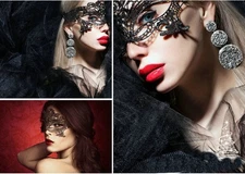 @Sex Black Lace Eye Mask Blindfold Masquerade Party Women Nightwear Costumes