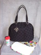 NWT VERA BRADLEY LARGE MICROFIBER BABY BAG DIAPER TOTE w/ CHANGE PAD BLK SAVE 65