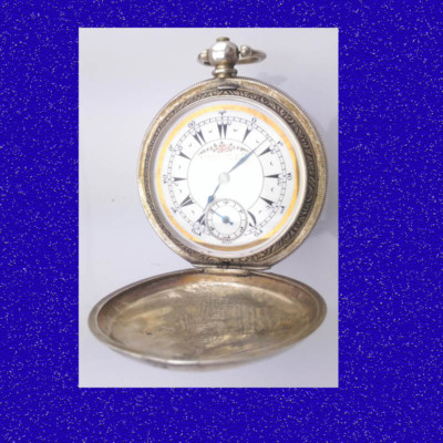 Atemberaubende Silber Swiss Turkish Billodes 15 Jewel Hunter Taschenuhr 1880
