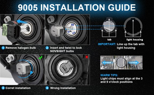 NOVSIGHT 9006 LED Headlight Bulbs Kit High Lo Beam Bright Lamp 6500K 20000LM 90W - Picture 12 of 12