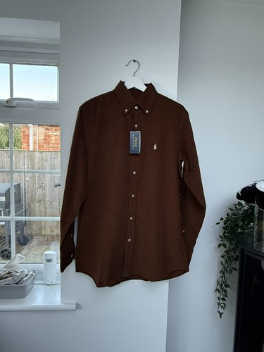 Polo Ralph Lauren Cord Shirt Brown Button Down Custom Fit Size XL - Picture 6 of 13