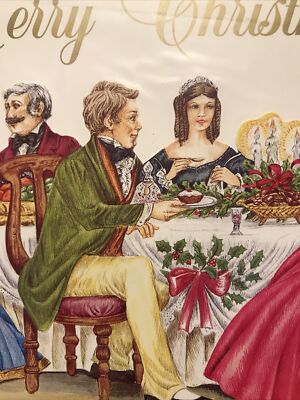 Marian Heath Merry Christmas Card Fold Out Victorian Dinner Eve | eBay
