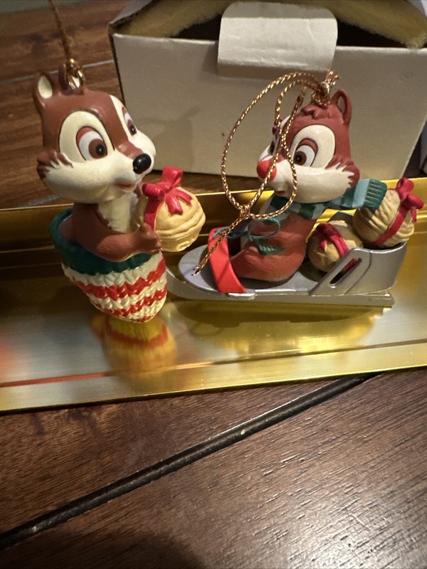 CHIP & DALE Disney Ornament Grolier Disney Christmas Magic Lot of 2 1989