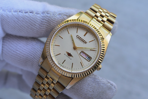 April 1992 Citizen Eagle 7 Gold Automatic Fluted Bezel Jubilee Bracelet Watch - Picture 10 of 19
