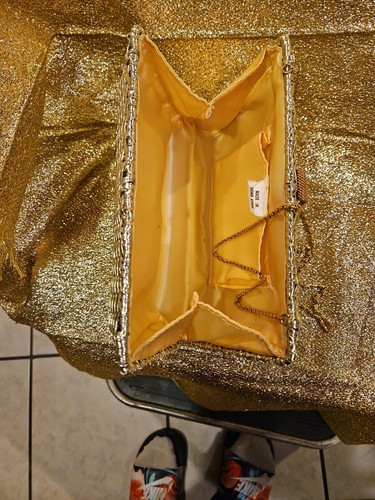 Vintage Goldkorb Weben Muster Clutch Geldbörse mit Kette - Bild 6 von 11