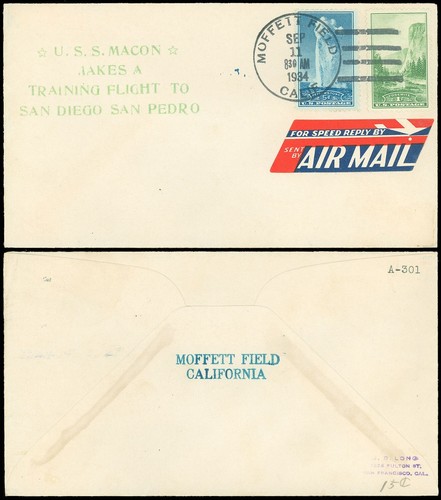 11.09.34 USS Macon macht Trainingsflug nach San Diego, UNGEWÖHNLICHES MOFFETTFELD H/S!