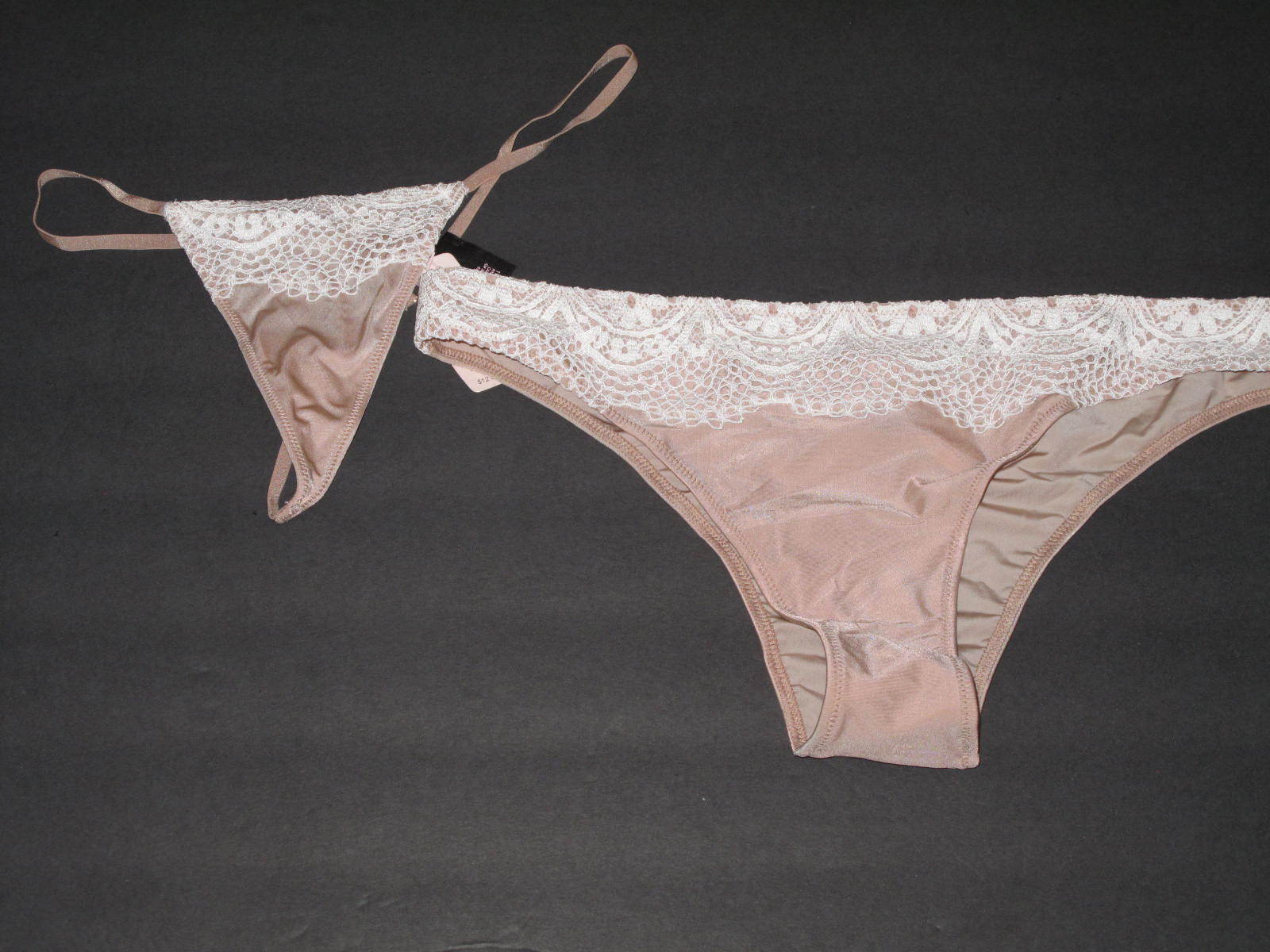VICTORIA'S SECRET VERY SEXY BEIGE COCONUT CROCHET LACE BRA + SLIP SET U Pick image 9