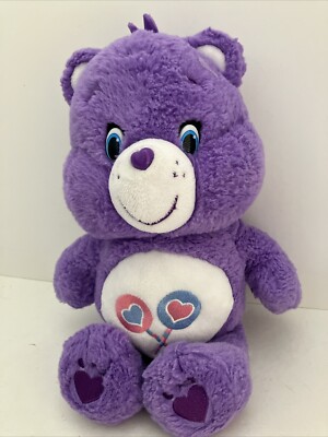 Care Bears Share Bear Plush 13'' Purple Lollypop Tummy Stuffed Animal Toy 2014