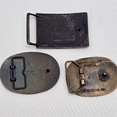 LOT OF 3 Vintage Assorted Belt Buckles Solid Brass Oval and Rectangular Shape - Picture 5 of 14