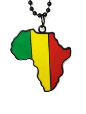 Dupsie's Pan African Flag Pendant Necklace African Map Chain