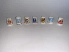 Vintage Advertising Thimble Porcelain Lot of 7, Coca Cola, Ivory, Campbell's