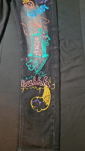 Switch Remarkable Black Graphic Slim Tapered Jeans Size 30/30 Preowned - Picture 4 of 8