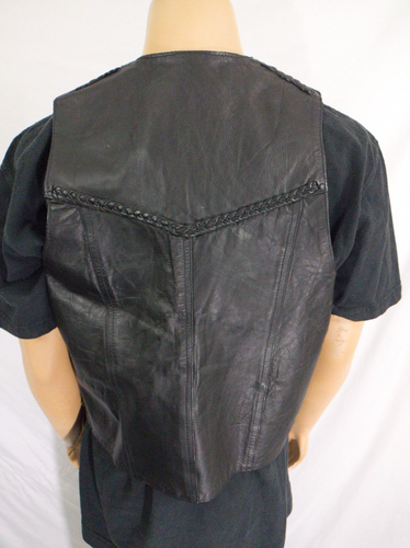 BARNEY'S LEATHER Daytona Beach Florida Men's Black Leather Biker Vest Medium - Picture 3 of 6