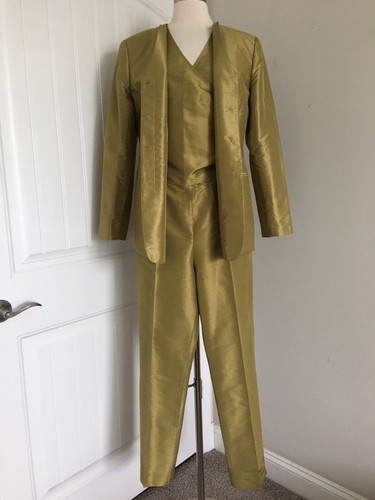 LAFAYETTE 148 NEW YORK RAW SILK 3 PIECE BLAZER TOP PANTS SET SUIT SIZE 10/12 - Picture 7 of 14