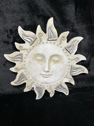 Gang Sonnengesicht Beton Plakette Wandbehang Sonnenschein Gesicht hängend Deko 11,5”Tx12”W