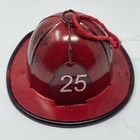 New Fireman Fire Hat CHRISTMAS Tree ORNAMENT Red Metal 4.5” Rescue Firewoman *+