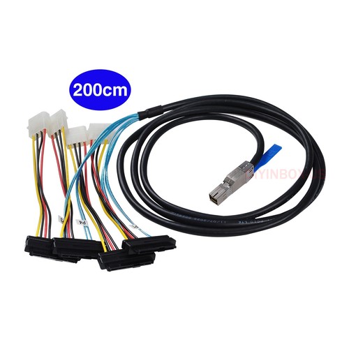 100cm/200cm SFF-8644 to 4X SFF-8482 Mini SAS Internal HD w/IDE Power Cable 1M/2M - 第 15/22 張圖片