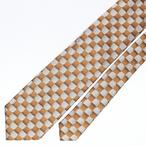 Cravatta Collana Uomo GC Internazionale Uomo Seta Rame Grigio Check Cravatta Tessuta Geometrica Italia - Foto 2 di 7