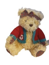 Vintage Hallmark Merrily Bear Plush Christmas Stuffed 10" Plaid Snowman