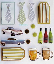 Paper Cellar 3D Mens Mixed Embelishment, Toppers, Self Adhesive, 5 060123 673081