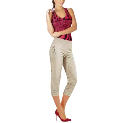 Pantalone corto donna 3/4 cropped Capri ciliegia bacche casual elasticizzato estivo - Foto 18 di 29