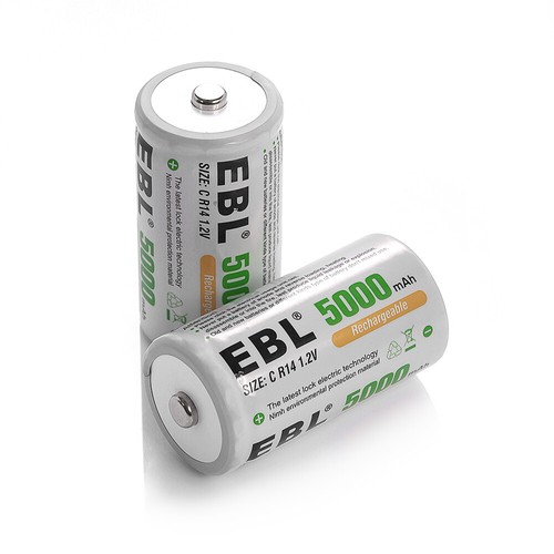 EBL C Size NI-MH Rechargeable Batteries Pack 1.2V Battery 500Omah 2pcs