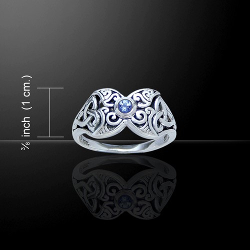Triqueta Triple Luna 925 Anillo Plata de Ley Joyería Fina Elección De Piedra - Imagen 4 de 11