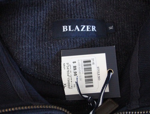 Blazer Mens Size XL Half Zip Pullover Jumper Dark Blue Soft Cotton Blend - Picture 3 of 5