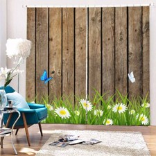 Butterflies On The Grass 3D Blockout Photo Print Curtain Fabric Curtains Window