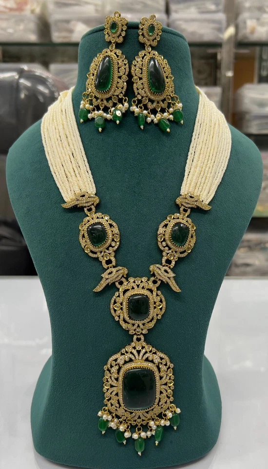 Винтажный стиль жемчуг бисером ожерелье и серьги комплект, золотистый ожерелье - Изображение 3 из 4