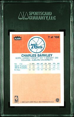 その他 86 87 fleer chares barkley rc!!! 1986-87 FLEER CHARLES BARKLEY ROOKIE RC SGC 7 AUTO | eBay