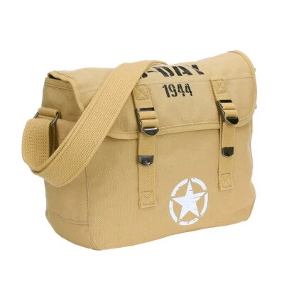 US Army Canvas Kampftasche Schultertasche Vintage WW2 D-Day 1944 Allied Star Bag