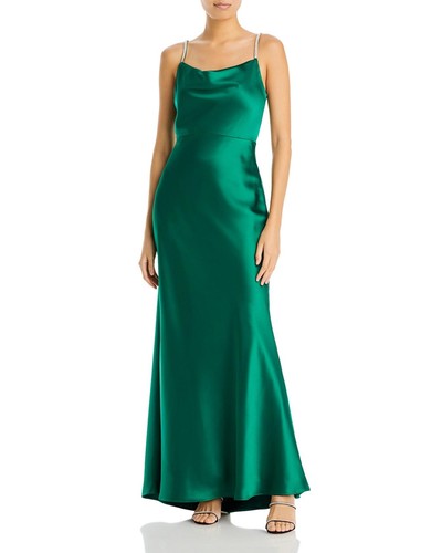 Aqua Womens Cowl Neck Gown Green size 8