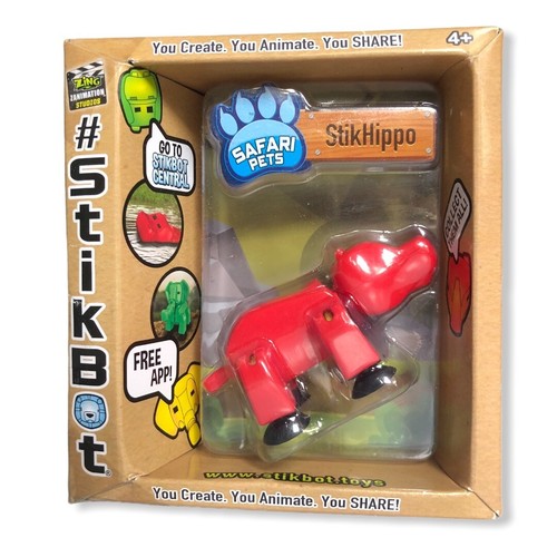 Zing Zanimation Studios StikBot Safari Pets Opaque Red StikHippo - Picture 3 of 3