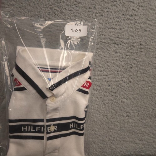 Tommy Hilfiger Sport Polo Shirt Mens M White Red Black Logo Stripe Short Sleeve - Picture 10 of 10