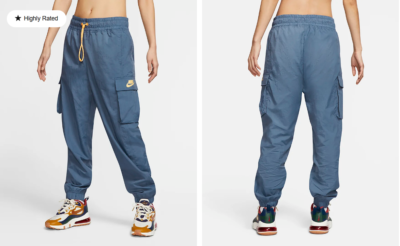 Women's Nike Sportswear Icon Woven Cargo Pants L Blue Orange Gym Casul New