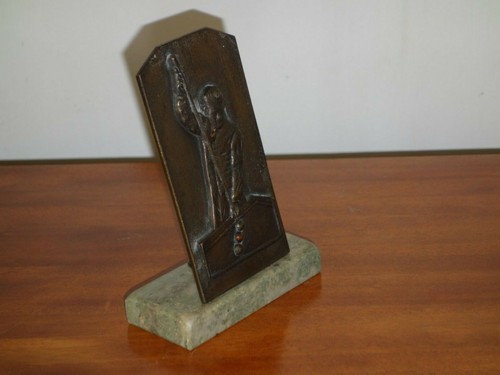 Seltene Vintage Art Deco Billard Pool Snooker Queue Bronze Plakette - Bild 5 von 12