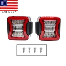 Pair For 2007-2018 Jeep Wrangler JK LED Tail Lights Rear Brake Turn Signal Lamps