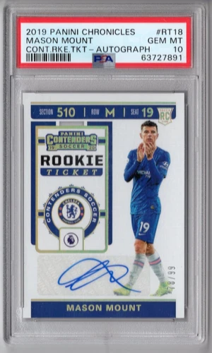 Mason Mount 2019-20 Chronicles EPL PSA 10 Rookie Ticket Auto RT18 RC Man United