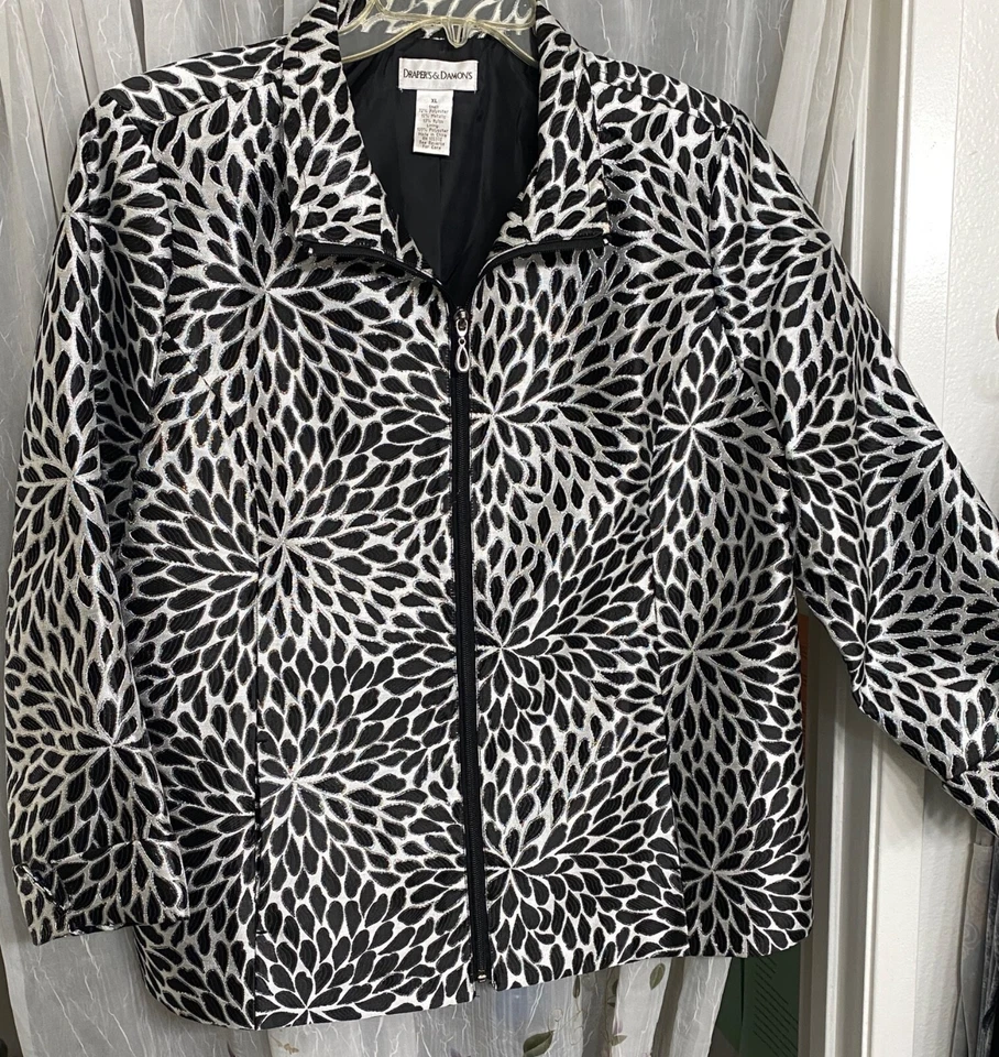 Chaqueta de Vestir Blazer Mujer DRAPER & DAMONS Blanco Negro Declaración de Vacaciones De Colección XL Foto 2 de 4